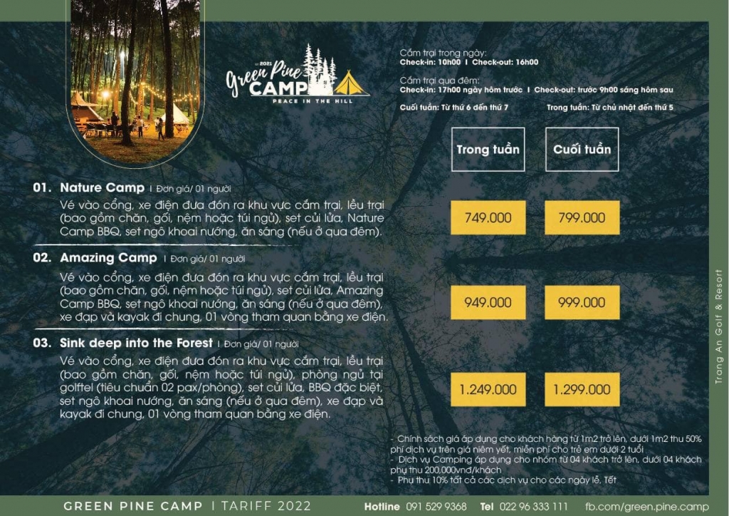 Các gói camping Green Pine Camp